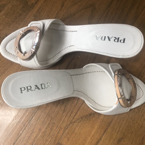 PRADA Heels - VERO CUOIO  | Prada Kitten Heels - Off White | EUC | 3 inch heel - Picture 6 of 8